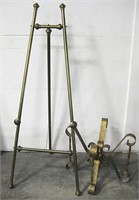 Brass Gallery Easel & Scrolling Metal Table Base