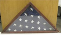 Triangle Form Shadow Box of U.S.A. Flag