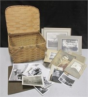 Vintage Picnic Basket w/ Various Vintage Photos