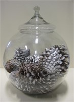 Large Glass Globe & Final Lid w/ Pine Cones