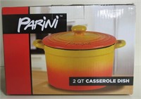 NIB Red / Yellow Parini Co. 2 Qt. Casserole Dish
