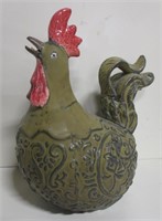 ABQ Ceramic Brown & Red Chicken Form Statue