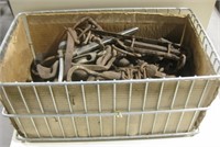 Crate of Vintage Antique Chains, RR Spikes & More