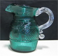 Vintage Emerald Green MMA Glass Water Pitcher