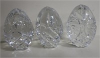 3 Polish Violetta Co Lead Crystal Egg Paperweights