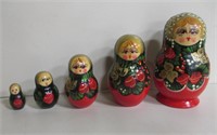 5pc VNTG Russian Tourist Matryoshka Nesting Doll