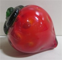 Murano Style Bowl Accent Strawberry Form Art Glass