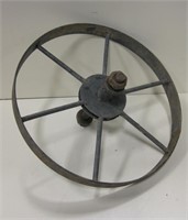 Vintage Metal Wheelbarrow Hub, 10.5"D