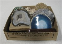 Various Dyed Geodes & Book End Minerals