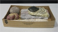 Various Raw Minerals, Petrified Wood & Geode