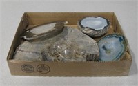 Various Dyed Geode Coasters & Petrified Wood Slab