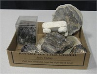 Various Raw Minerals, Petrified Wood & Stone Stand