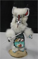 Hopi White Dog Kachina Doll Figurine by E. Curley