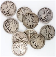 Coin 10 Walking Liberty Half Dollars Nice Group