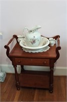CHERRY WASH STAND WITH BOWL & PITCHER