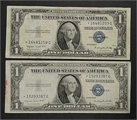 (2)  1935-G  Star-G  $1 Silver Certificates