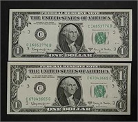 (2)  1963-A  $1 Federal Reserve Notes  Unc.