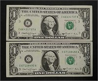 (2)  1988-A  $1 Federal Reserve Notes  XF