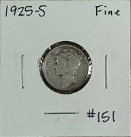 1925-S  Mercury Dime  F