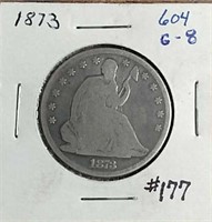 1873  Seated Half Dollar  G-8
