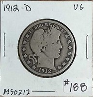 1912-D  Barber Half Dollar  VG