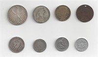 1937 Frane 1, 1937 Reich 2, 1951 Deutsche Mark,