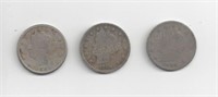 1887, 1906, 1909 Liberty Nickels
