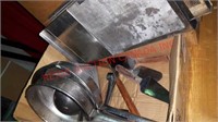 Box of strainers and miscellaneous