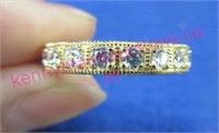 sterling silver gold cz band ring - size 7