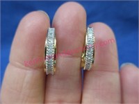 sterling silver gold diamond hoop earrings