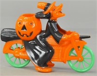 LARGE WITCH ON BROOM MOTORCYCLE CANDY CONTAINER