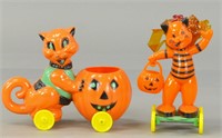 TWO PLASTIC CAT CANDY CONTAINERS