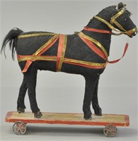 PLATFORM PULL TOY HORSE W/HARNESS