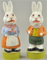 TWO EASTER BUNNY CANDY CONTAINERS