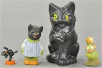 HALLOWEEN COMPOSITION BLACK CAT CANDY CONTAINER &
