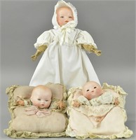 LOT OF THREE MISCELLANEOUS BISQUE HEAD DOLLS
