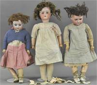 LOT OF THREE GERMAN BISQUE HEAD DOLLS