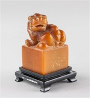 Chinese Shoushan Stone Carved Dragon Seal