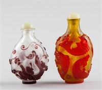 2 Assorted Chinese Peking Glass Snuff Bottles