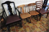 (4) Miscellaneous side chairs: Maple, Mahogany