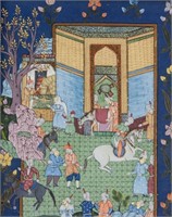 Persian Gouache on Silk Safavid Period (1502-1736)