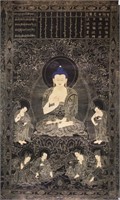 Chinese Shakyamuni Buddha Gilt Thanka Print