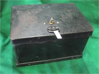 1860`S EARLY LOCK BOX WITH KEY,  WEIGHS ABOUT 40LB