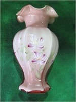HAND PAINTED FENTON VASE SIGNED BY ARTIST 9"