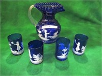 5 PC MARY FREGORY STYLE WATER SET UNSIGNED