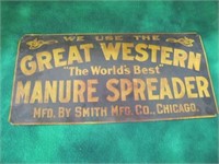 GREAT WESTERN MANURE SIGN 19.5X9"