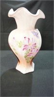 FENTON HAND PAINTED VASE 9" TALL SIGNED BY ARTIST