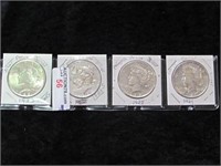 LOT OF 4 PEACE SILVER DOLLARS 1923,23S,24,25