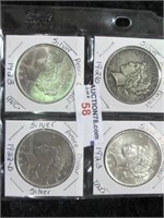LOT OF 4 PEACE SILVER DOLLARS 1922D,23,23,26