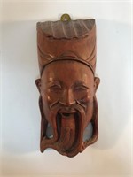 JAPANESE WOOD CARVED MASK 8x4"